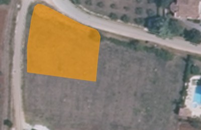 Building plot with a permit for a semi-detached house with a pool, 15 km from the sea, sea view