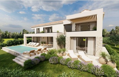Schöne Villa mit 4 Schlafzimmern und Panoramablick auf das Meer, 12 km von Poreč entfernt - in Aufbau