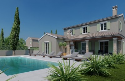 Three lands vith a building permit for vilas vith a svimming pool