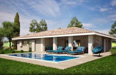 Low-energy prefabricated house with pool - under construction