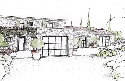 Kamena kuća sa građevinskom dozvolom za izgradnju nove vile sa bazenom, na okućnici od preko 4.000 m2